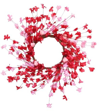 Harilla Corona de Valentín con Forma de corazón, decoración para el día de Valentín, Adorno Colgante para Interiores y Exteriores.