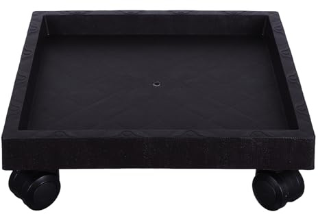 Lurrose Portavasi con Ruote e Vassoio Quadrato per Piante da Interno ed Esterno, Supporto in Plastica Spessa 290mm con Base Rinforzata e Ruote Girevoli per Facile Mobilità su Balcone