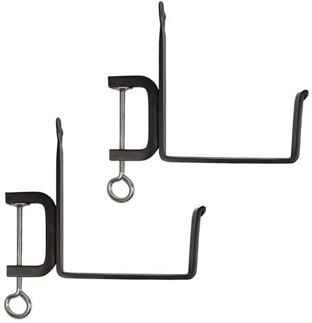 Oakestry Clamp On Flower Box Deck Railing Bracket Black Finish Outdoor Planter Support Balcony Porch Garden Display Hardware
