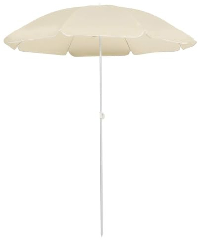 Ziaphsol Parasol avec mât en acier, couleur sable, 180 cm, résistant aux UV, inclinable, idéal pour jardin, terrasse et balcon, protection solaire robuste en polyester pour extérieur