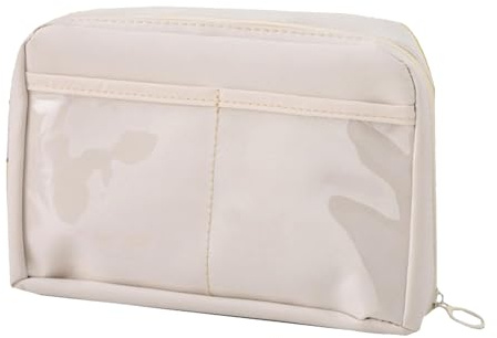 Generisk bred oppencil pouch | polyester och kanvas | 12 lager stor kapacitet stationär väska för flickor, smutsbeständig arrangör för pennor, markörer och skolmaterial, Krämfärgad, Siehe Beschreibung