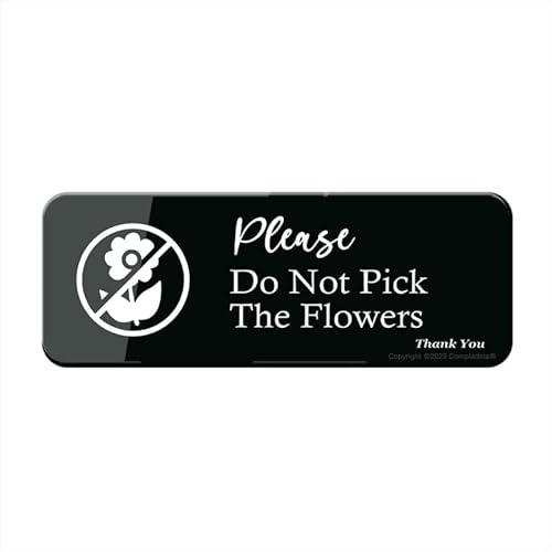 Ingzzaac Informative Metal Tin Plastic Sign Please Do Not Pick The Flowers Garden Stake Weatherproof Sign With Arrow For Office Restaurants Hotels Supermarket Supplies 4×16 Inch