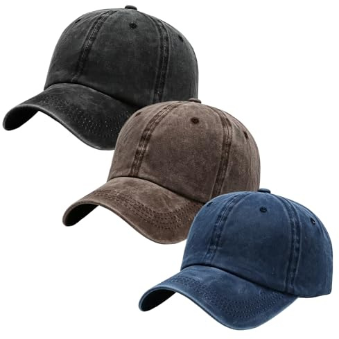 WANGHONGGOGO 3 Cappelli da Baseball da Vintage, Cappelli con Parasole, Casuale All'aperto Cappellino da Baseball,Berretto da Tennis da Golf per Sport all'Aria Aperta, Tempo Libero, Viaggi