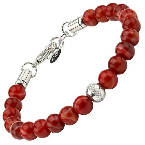 10:10 Naturstenar herrarmband 8 mm - justerbart, hållbart och bekvämt armband - stenarmband tillverkat i Italien