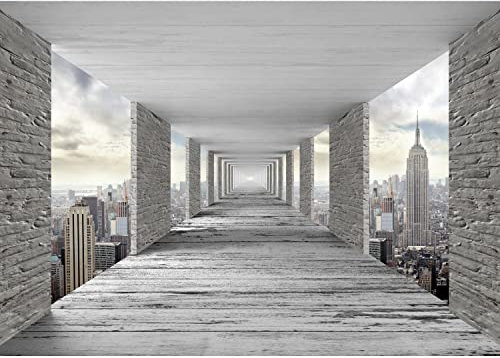 Runa Art Fototapete 3D New York 352 x 250 cm Vlies Tapeten XXL Moderne Wandtapete Wohnzimmer Schlafzimmer Grau 9157011a