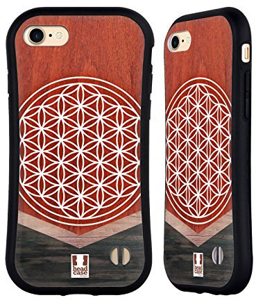 Head Case Designs Fleur De Vie Empreintes en Bois Géométriques Coque Hybride Compatible avec Apple iPhone 7/8 / SE 2020 & 2022