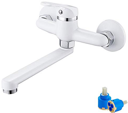 Küchenarmatur Wandarmatur Wandmontage Waschbeckenarmatur Spültischarmatur Küchen Wasserhahn Einhebelmischer Wand Waschtischarmatur Waschtischmischer mit 360° Drehbar für Küche Chrom (type3)