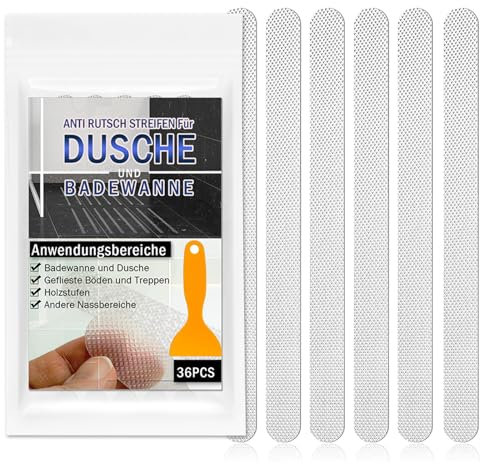 Ruitena 36 Adesivi Antiscivolo per Doccia e Vasca da Bagno, Strisce Antiscivolo per Doccia con Raschietto, per vasche da Bagno, docce, Scale, Scale a pioli, Barche (200mm x 20mm)