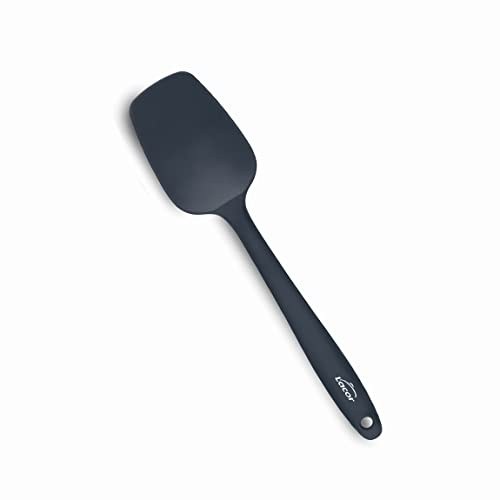 LACOR 64463 Cuillère en silicone, certifié LFGB alimentaire, sans BPA, antiadhésive, résistante à la chaleur, passe au lave-vaisselle, 27,5 cm, noir