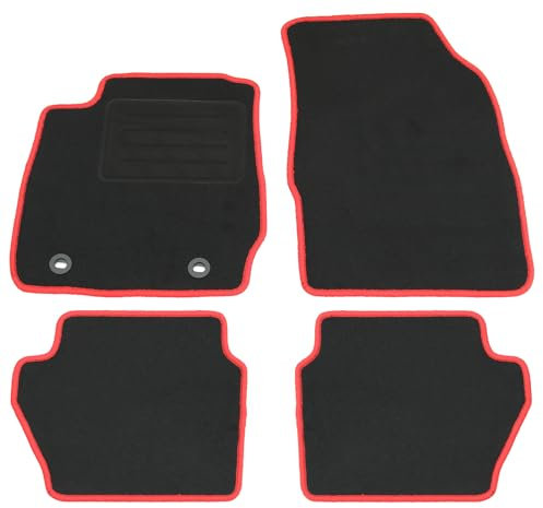 AD Tuning HG13097-ROT Fußmatten Set (4teilig) Schwarz Rot Autoteppiche Matten