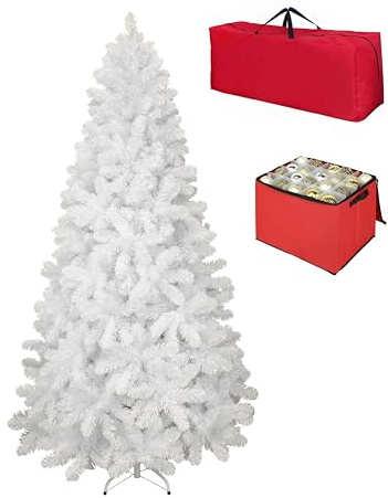 Totò Piccinni Albero di Natale Artificiale NOEL, Folto, Effetto Realistico, Rami a Gancio, Facile Montaggio, PVC, Ignifugo con Borsone (270 cm, Bianco)