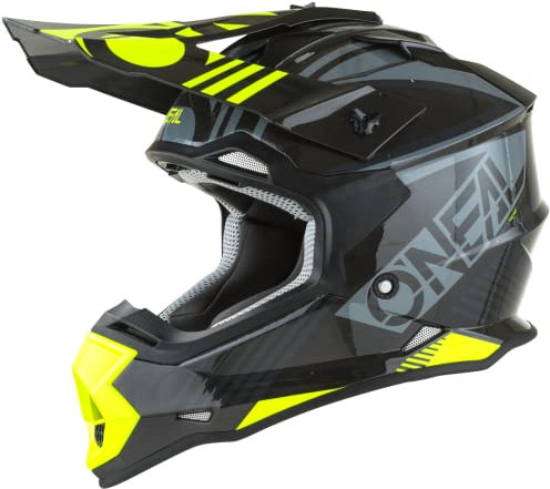 O'NEAL | Motocross-Helm | MX Enduro | ABS-Schale, , Lüftungsöffnungen für optimale Belüftung & Kühlung | 2SRS Helmet Rush V.22 | Erwachsene | Grau Neon-Gelb | Größe L