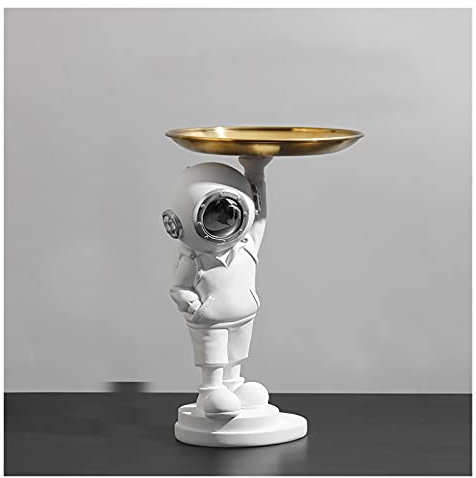 DUNAKE Schlüsselablage,taschenleerer,Astronauten-Statue,Schlüssel Aufbewahrungsbox,Schmuckaufbewahrung,Snackschale,große Öffnung,Geeignet Für Alle Arten (Color : Gray)
