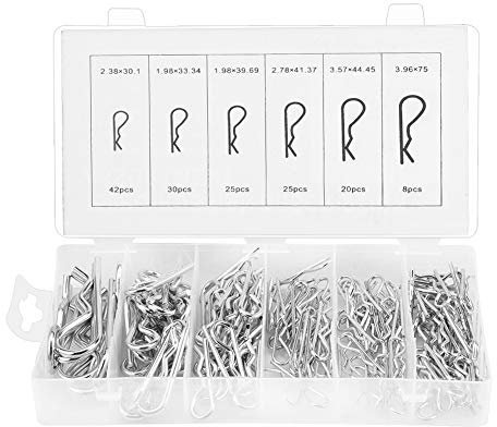 Clavija de chaveta, Surtido de clavijas Clip para tractor, 150 piezas R Clavija de chaveta Tractor Pin Clip Surtido de sujetadores Juego de 6 tamaños diferentes con caja de plástico
