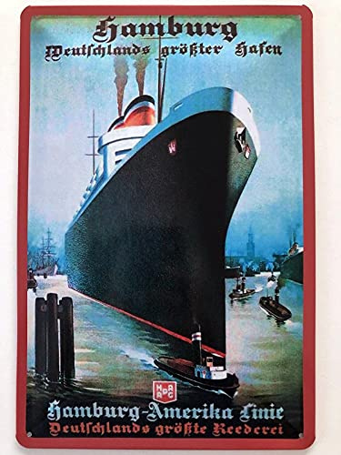 Metall Schild 20x30cm Hamburg Amerika Linie Schiff Urlaub Blechschild