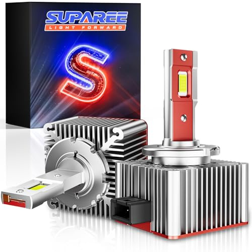 SUPAREE Ampoule D1S LED Ampoule LED Voiture Anti Erreur 99% Canbus, Kit de Conversion LED Remplacement Lampe Halogène Xénon, D1S LED Ampoule Auto Lampe 6000k Blanche, 12v 35w