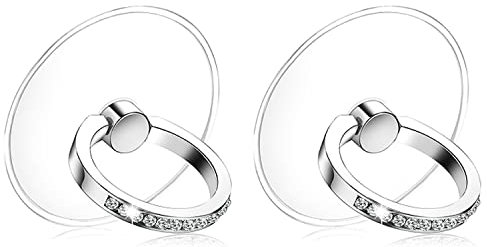 Kinizuxi Handy Fingerhalterung Smartphone Ring 2 Stück, Glitzer Diamant Handy Ring, 360-Grad-Drehung Kompatibel mit All Smartphone fingerhalten für iPhone, Tablet- und Telefonhüllen (Silber)