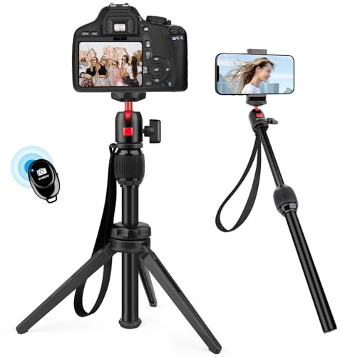 JOILCAN Mini Camera Tripod, Aluminum Alloy Portable Desktop Tripods with 360° Adjustable Ball Head, Handheld Tripod for iPhone, Camera Canon G7X Mark & Sony, Loads up 4KG