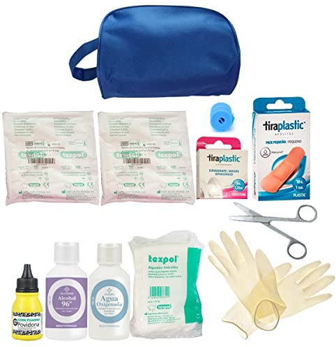 Botiquín neceser nylon marino cremallera 23 cm x 15 cm x 10 cm con dotacion, Botiquín De Primeros Auxilios coche
