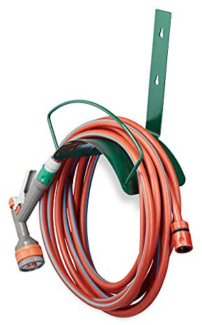 Relaxdays 2X Supporto Porta Tubo da Parete, in Metallo, Sostegno a Muro per 5/8 Pollici (15mm), Sifone Giardino 60m, Verde