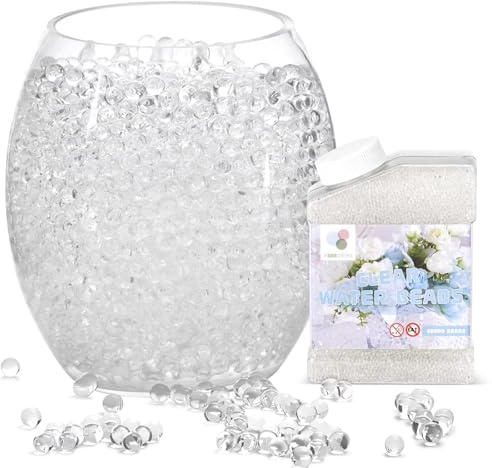 Klara vattenpärlor, 50 000 stycken klara gelébollar, vasfyllning, pärlor, fyllmedel för vaser, flytande pärlor, ljustillverkning, bordsdekoration för bröllop och blomsterarrangemang