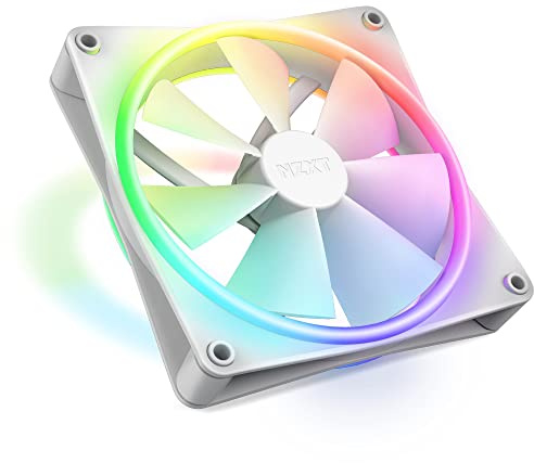 NZXT F140 RGB Duo - 140mm Doppelseitiger RGB PC-Lüfter - Weiß | 140mm beidseitiger RGB-Lüfter mit 20 adressierbaren LEDs. Ausgewogener Airflow und statischer Druck, CAM-Beleuchtung.