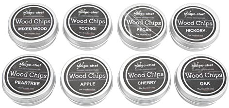 Trucioli di Legno per Fumatori da 8 Pezzi, Kit per Fumatori di Trucioli di Legno di Whisky per Baristi Professionisti Principianti Attrezzature Da Pranzo All'Aperto