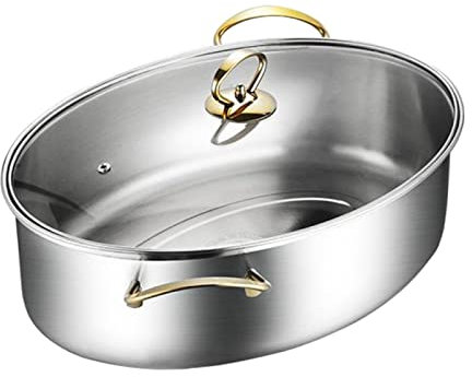 Ovale Les Côtelettes De Poissons, 8 Trimestres Steamer De Poisson Acier Inoxydable 304 Plaque De Cuisson Avec Rack, Pot En Céramique Et Chuck Pour Le Poisson Cuit À La Vapeur, La Soupe Bouillante