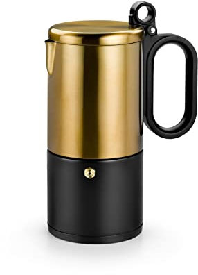 BRA Kaffe Cafetera acero inoxidable 12 tazas, negro y cobre, apta para todo tipo de cocina e inducción