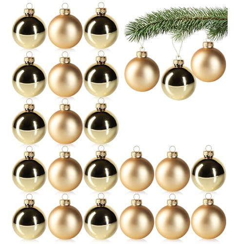 com-four® 24x Christbaumkugeln, Weihnachtskugeln aus echtem Glas | Baumschmuck für die Weihnachtstanne - Ø 6 cm