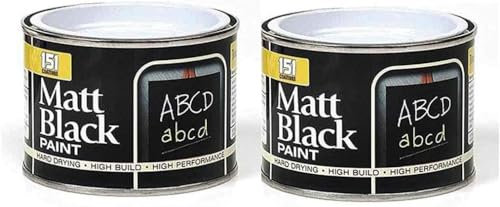 PEBBLE HUG 2x 151 Coatings Black Matt Paint for Black Boards, Schools, Metal Surfaces, Quick Drying, DIY Projects, Interior and Exterior Use, (Pack of 2, 180 ML)