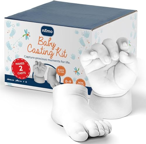 Niimo® Kit Calco Mani e Piedi in 3D per Neonato - Sicuro Sulla Pelle, Atossico, Include 2 Sacchetti di Alginato e 2 di Gesso, Ideale per Regali Personalizzati, Regali Neonato