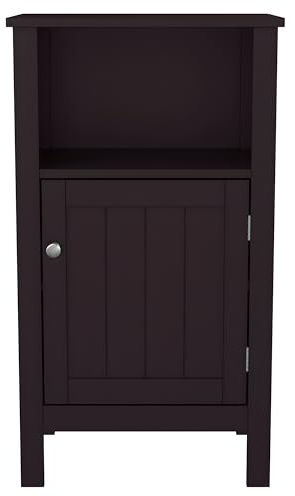 Mevsim Store Badezimmerschrank, Badschrank Beistellschrank Kommode Mehrzweckschrank, mit 3 Fächer Eine Klappe, verstellbare Ablage, aus MDF, Dunkelbraun