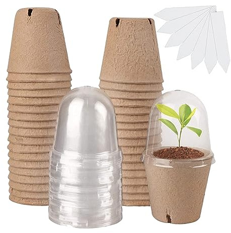Cucioki 36 Set Plant Nursery Pots Biodegradable Peat Pots with Humidity Dome, Seedlings Planting Pots