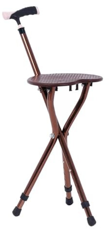 Bastone da passeggio con sedile pieghevole, bastone da passeggio pieghevole in alluminio regolabile in altezza, sedia portatile con bastone da passeggio, sgabello treppiede leggero, per anziani con