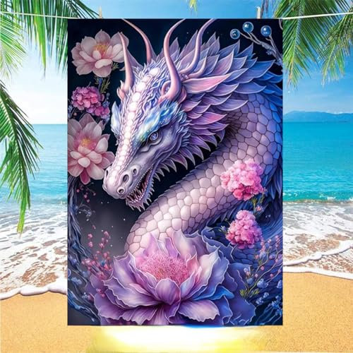 KnorRs Drache Microfaser Strandtücher Schnelltrocknend Strandhandtuch Badetuch Picknickdecke, Sandfrei Stranddecke XXL Groß 100x200cm (Y2,100x200cm)