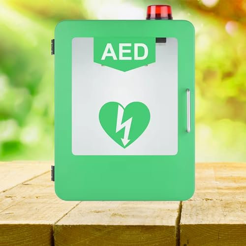 Gabinete desfibrilador AED para el hogar Kit de primeros auxilios para desfibrilador, montaje en pared Caja de alarma de desfibrilador externo automático Suministros