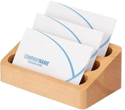 RoxNvm Kreative Visitenkartenständer, Visitenkartenhalter Holz Buche, Desktop Visitenkartenbox, kartenhalter ,Visitenkartenmappe, Dreischichtiger Aufbau, Für Ausstellung, Zuhause, Büro