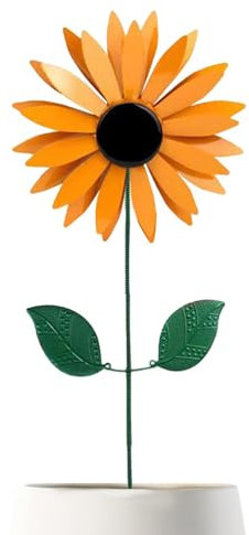 Artisanat en métal avec Piquet, Moulin à Vent Rotatif en métal en Forme de Tournesol - Fleur Debout d’Art,Moulinets à Fleurs de pelouse avec Piquet Debout pour l'extérieur, Le Jardin et la terrasse