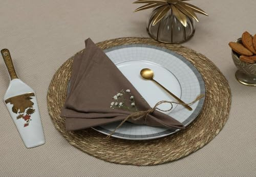 Juego de 12 servilletas de tela (46 x 46 cm), 100 % algodón, para uso diario, servilletas de tela de alta calidad, ultrasuaves, perfectas para cena/servilletas de mesa, color gris y beige The Home