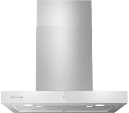 Dekorative Dunstabzugshaube, horizontal, Weiß, 60 cm, Durchflussmenge 750 m³/h, 230 W, 3 Geschwindigkeiten, Aluminiumfilter, 3-lagig, Kohlefilter, Energieeffizienzklasse A