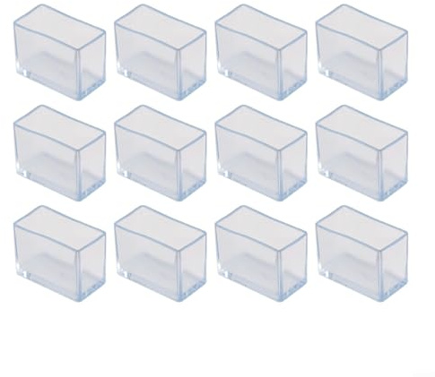Cloudpower 12 pezzi gommini per sedie rettangolari 15x30mm, gomma trasparente antiscivolo, protezione per gambe da tavolo in PVC per pavimenti in legno