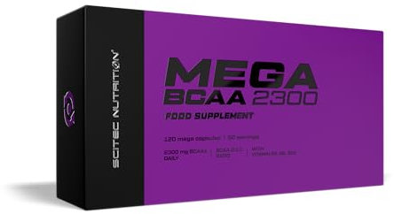 Scitec Nutrition Mega BCAA 2300 - Essential Amino Acids - 2:1:1 L-Leucine, L-Isoleucine, L-Valine with Vitamins, 120 Capsules