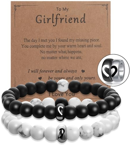Kenivira Matching Bracelets for Couples,Natural Stone Couple Bracelet,Matching Bracelet Adjustable Gift for Your Girlfriend