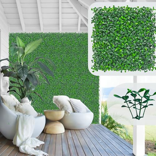 JIANFA 12PCS Artificial Plant Wall Panels, 60×40CM Grass Wall with 50 Zip Ties Privacy Living Wall UV Protected for Outdoor, Indoor, Garden, Fence, Backyard and Decor