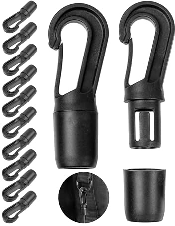 Your Day Mate Kunststoff Karabinerhaken, DIY Plastikhaken für Gummiseil, Leine, Schnurband, Kordel Haken mit Stecksystem, Planenseil Spanner Gummileine Seilhaken