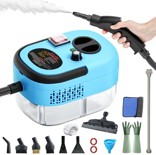 Pulitore a vapore a mano, serbatoio dell'acqua da 1200 ml, vaporizzatore multiuso per uso domestico, vaporizzatore portatile per auto per dettagli automatici, vapore pressurizzato ad alta temperatura