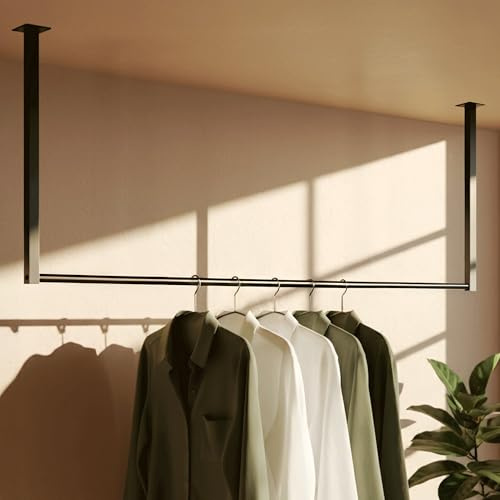 CLP Perchero Fenton I para montaje en techo, perchero metálico para pasillo, armario y dormitorio, 120 x 60 cm