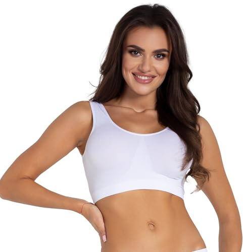 Gatta Sport Top, topp med breda axelband, sport-bh, skön, mjuk, bekväm, fitness, yoga, pilates, inga sidsömmar, kroppsnära (Vit, L)