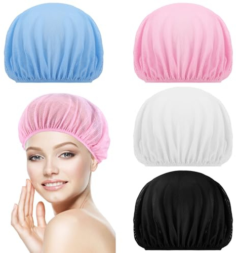 4 retine per capelli per dormire, in rete, comode e traspiranti, elastiche, per donne che dormono per la notte, capelli ricci (bianco, rosa, azzurro, nero)